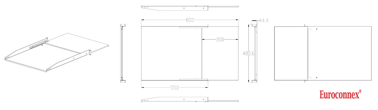 Bandeja fija extensible 800mm, 19" — imagen 2