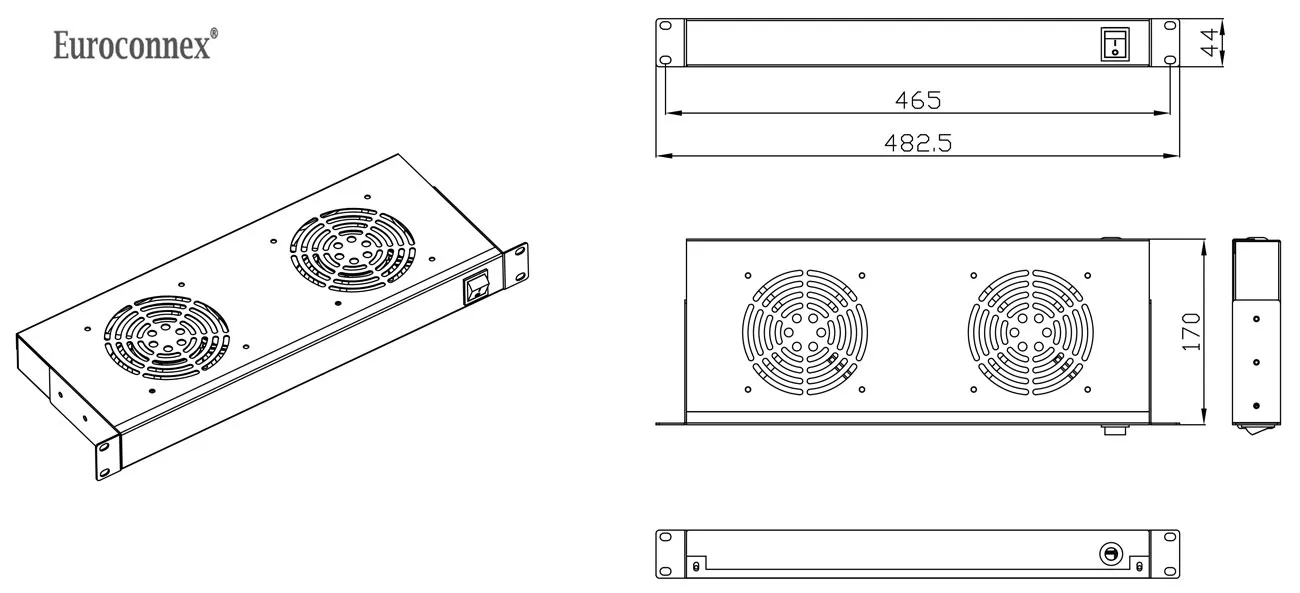 19" 1U Módulo de 2 ventiladores — imagen 2