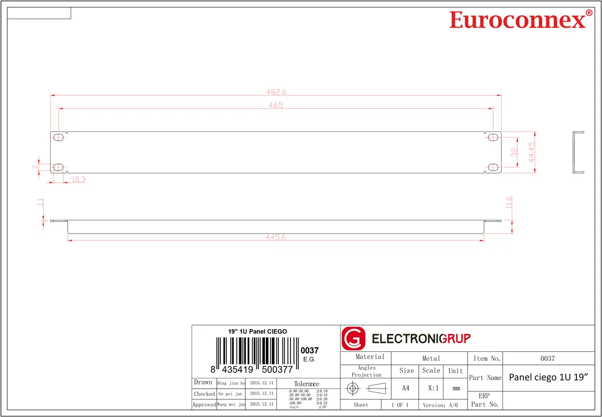 Panel ciego 1U para armario rack 19" Tapa negra — imagen 2
