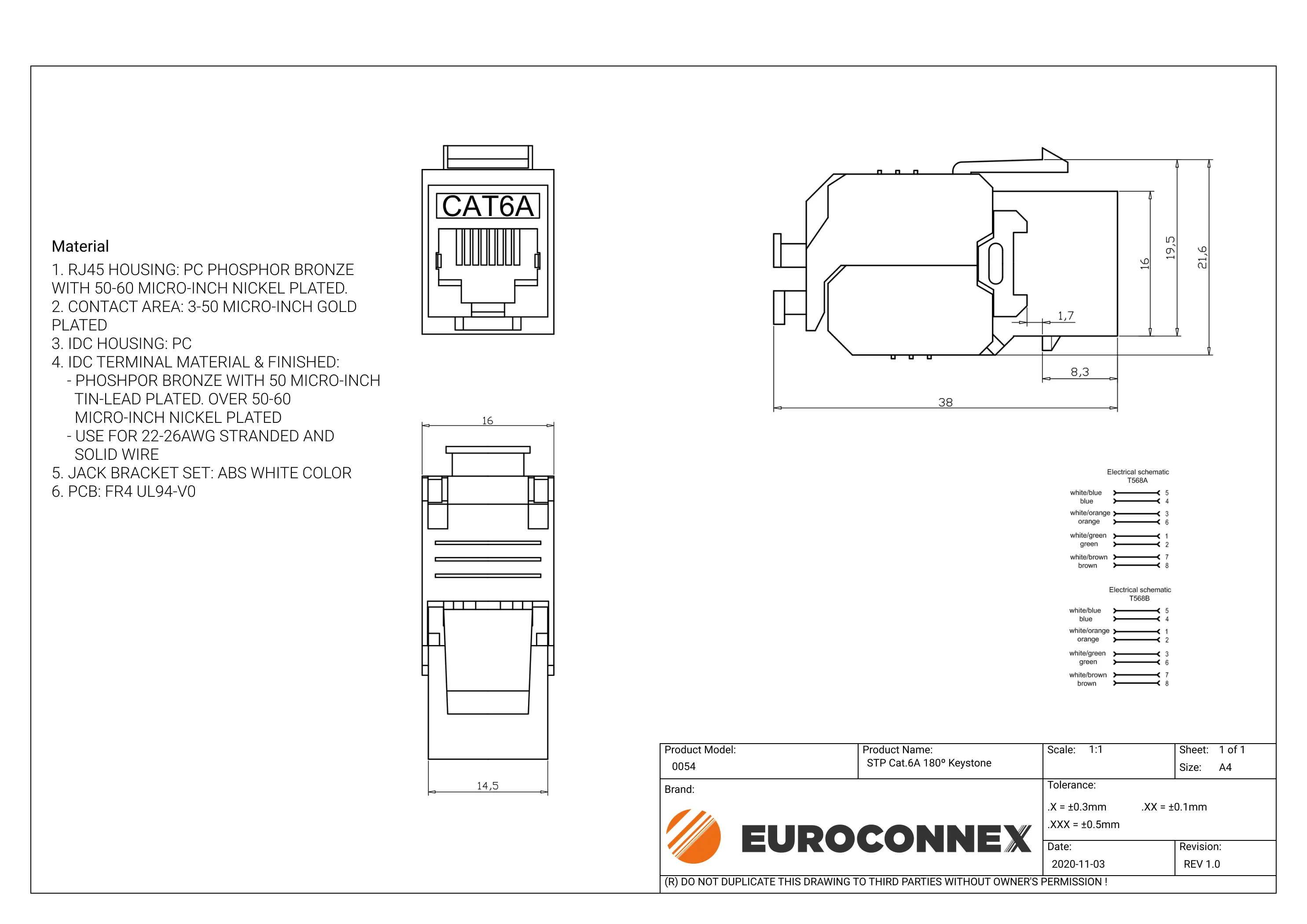 STP Cat.6A 180º Keystone — imagen 2