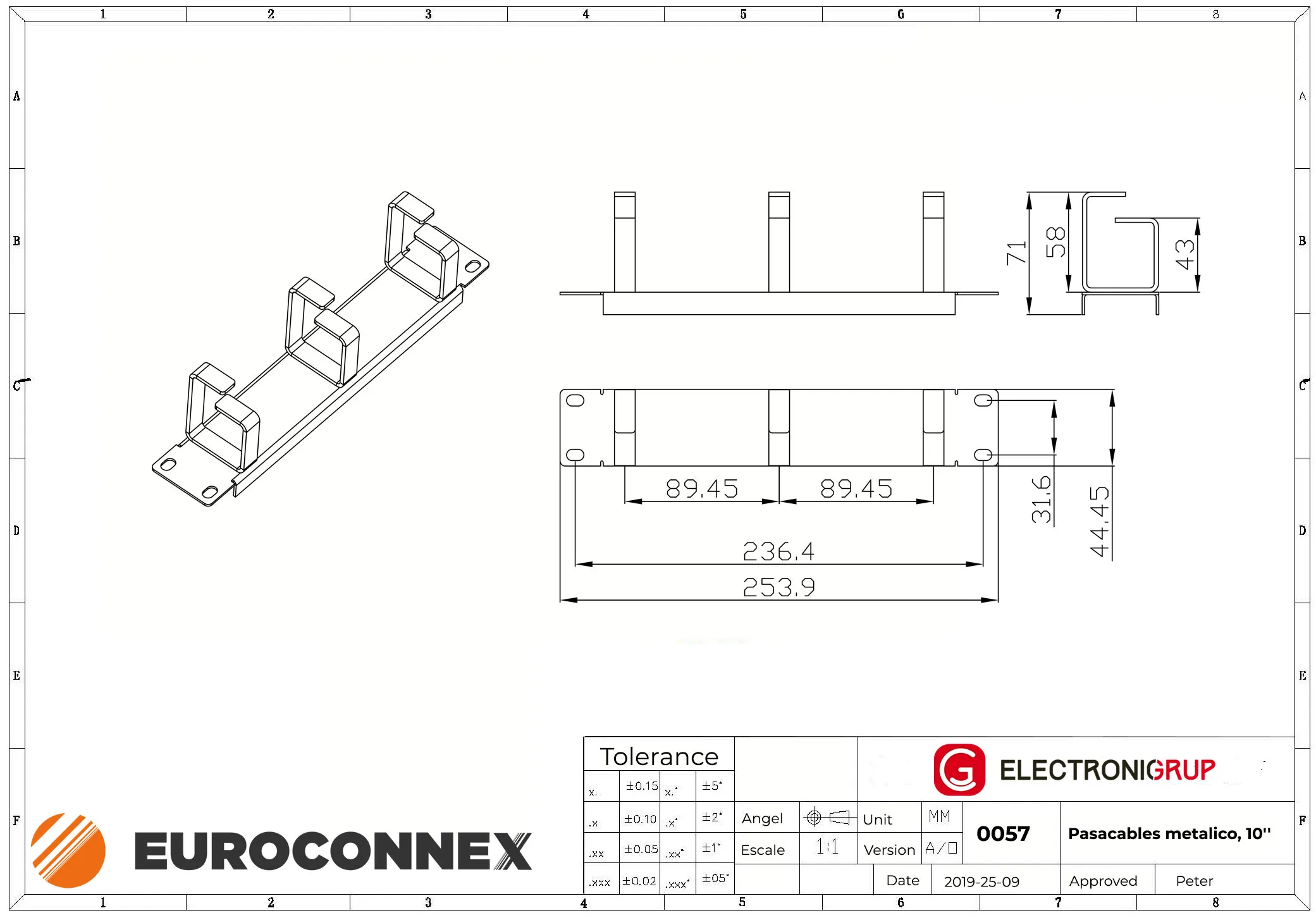 Pasacables metalico, 10" — imagen 2