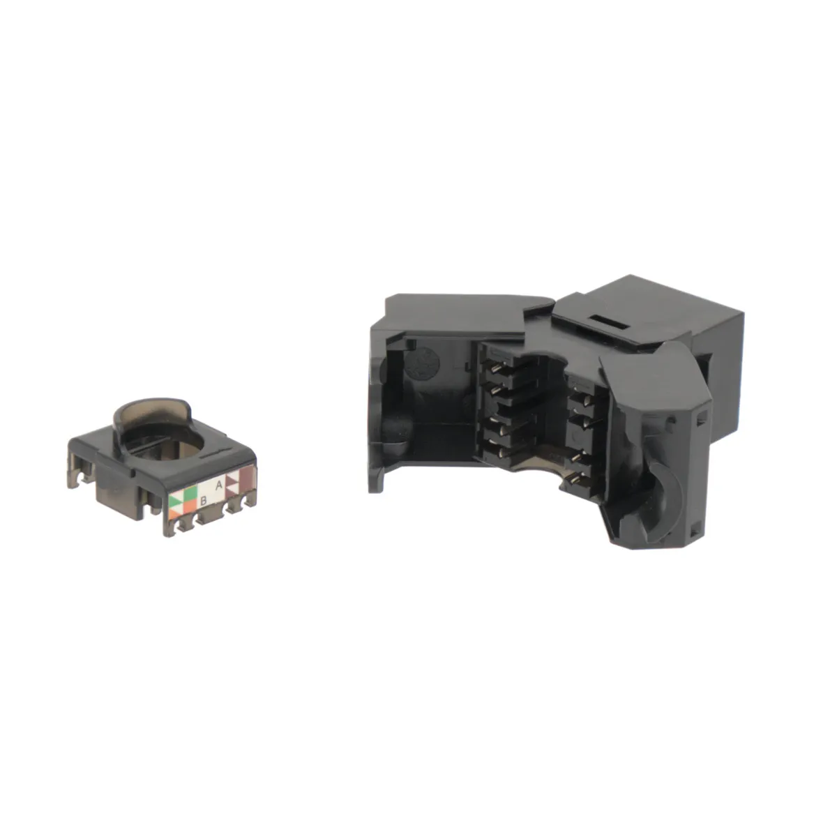 RJ45 UTP Keystone Cat.6A Negro sin herramientas, 180 grados — imagen 2