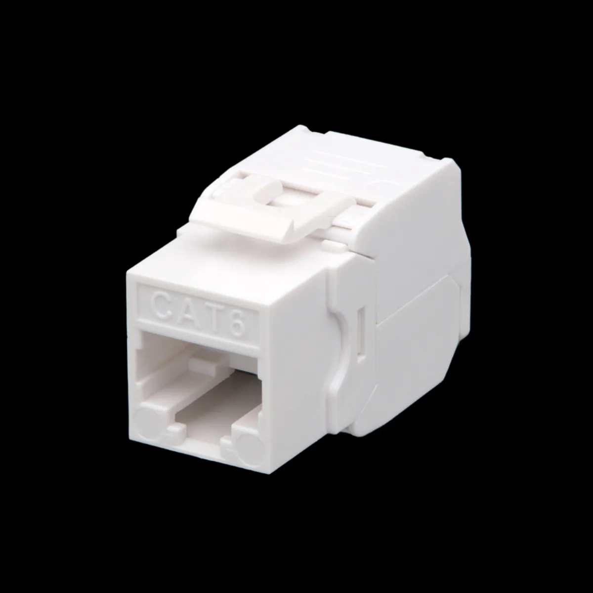 RJ45 UTP Keystone Cat.6 Blanco sin herramientas, 180 grados