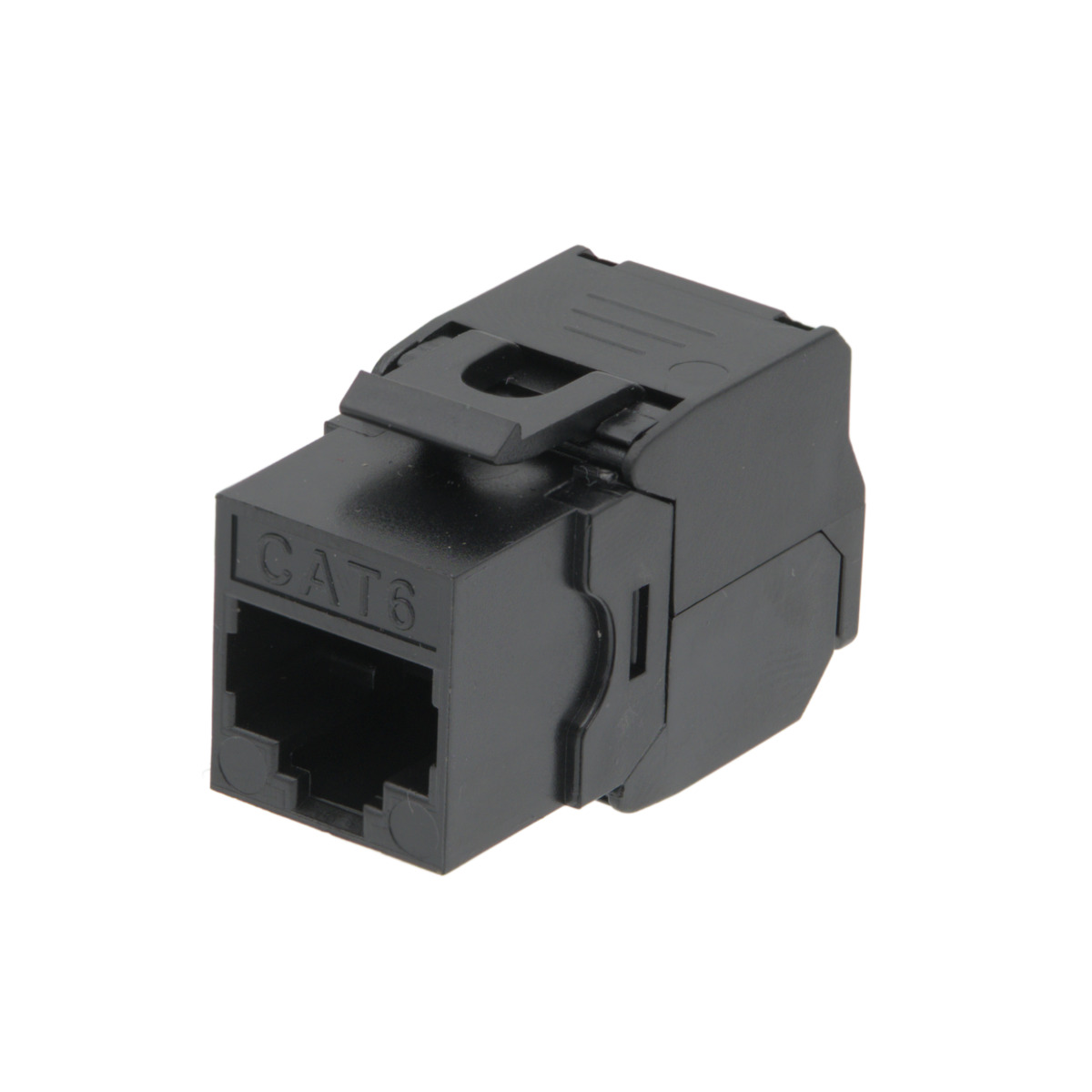 RJ45 UTP Keystone Cat.6 Negro sin herramientas, 180 grados