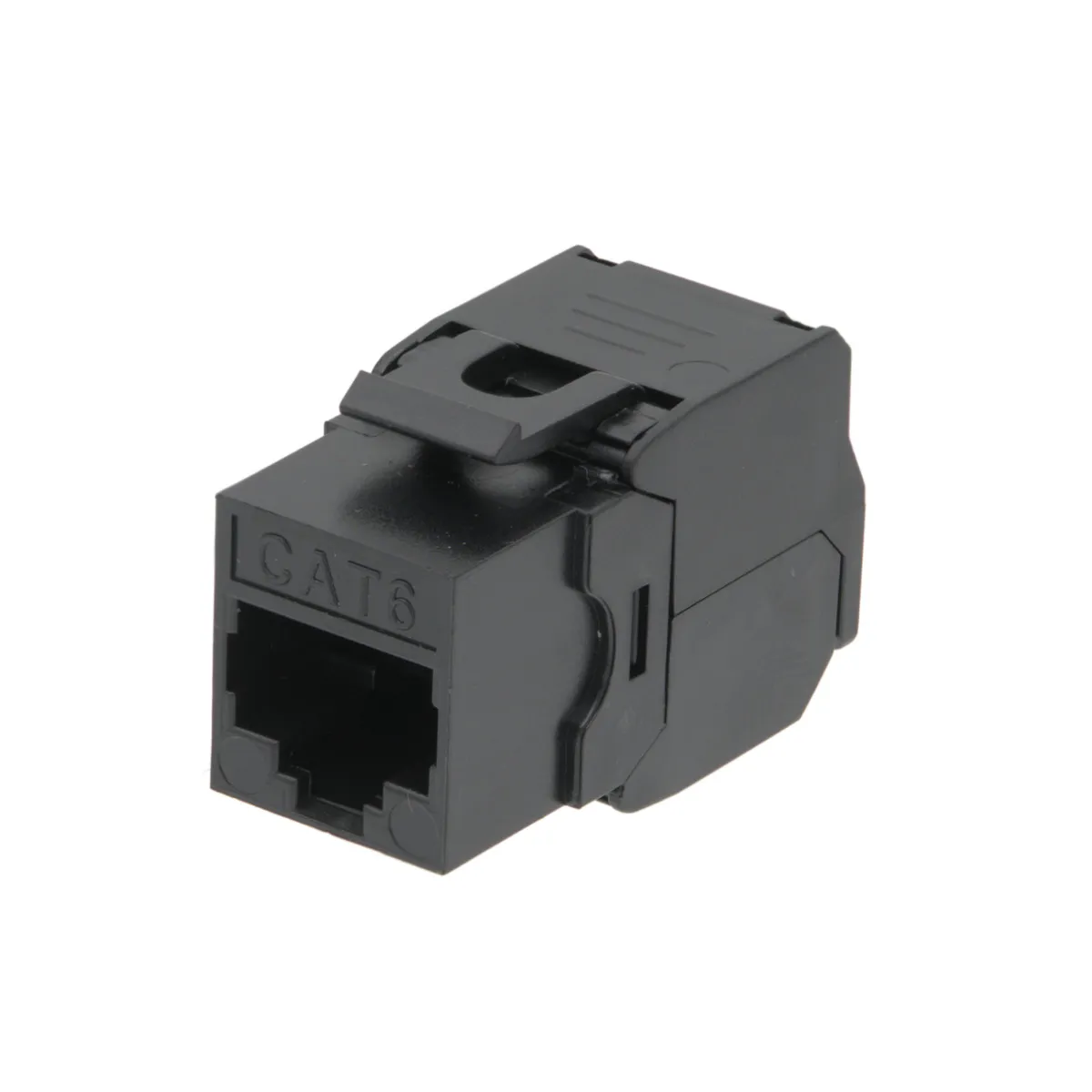 RJ45 UTP Keystone Cat.6 Negro sin herramientas, 180 grados