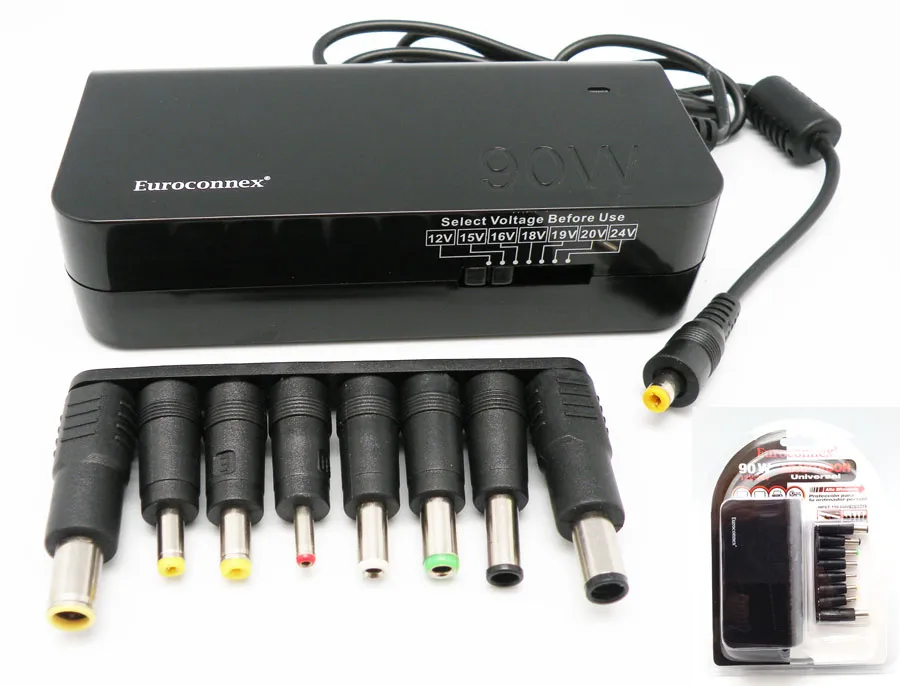 90W 12-24V DC Power Supply with 2A USB Port