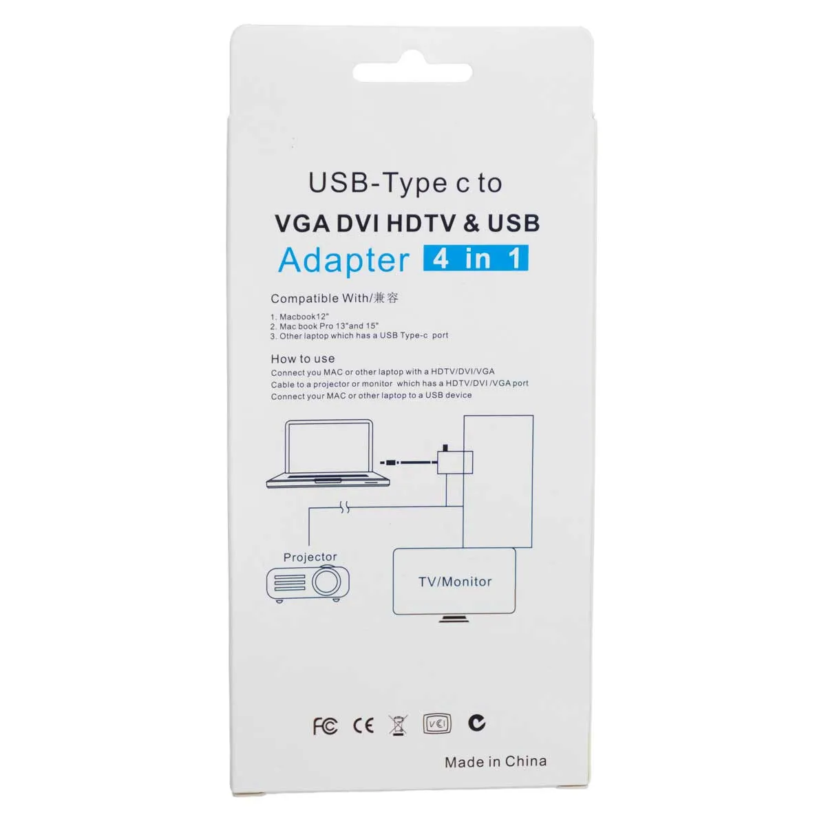 USB-C 3.1 a HDMI+VGA+DVI+USB 3.0, 15cm — imagen 3