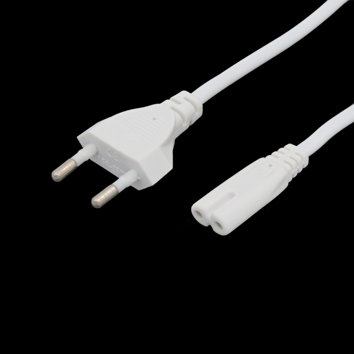 Cable de Alimentación EU 1.5m | Conector Euro Tipo C (CEE7/16) a C7 | 2 Hilos 0.75mm² | Blanco