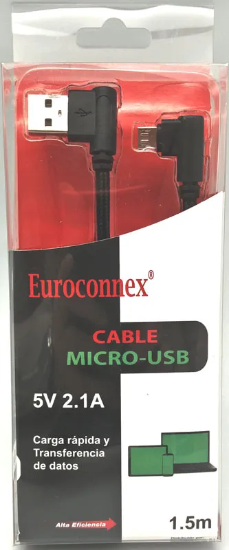 USB A Macho a Micro USB macho, 1.5m Conectores Acodados — imagen 2