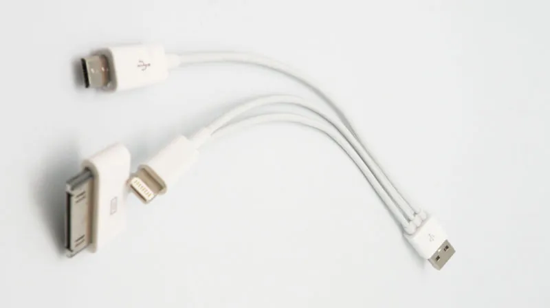 Cable de carrega USB a Lightning + micro USB + iPhone/Samsung 30p