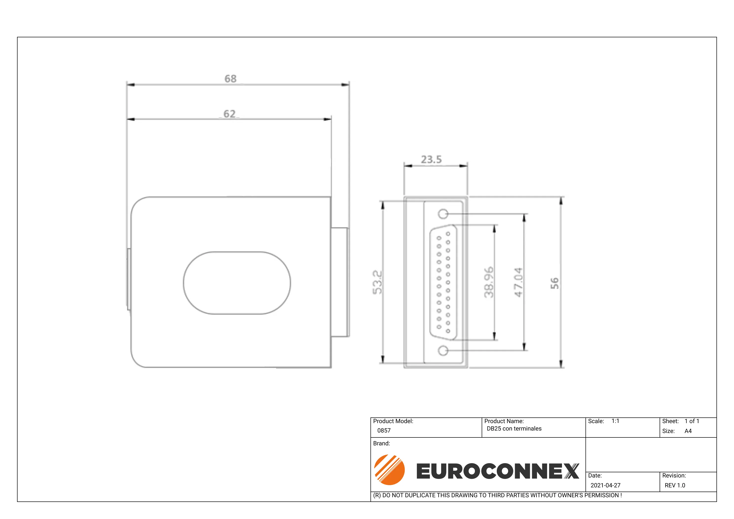 DB25 Macho con terminales — imagen 2