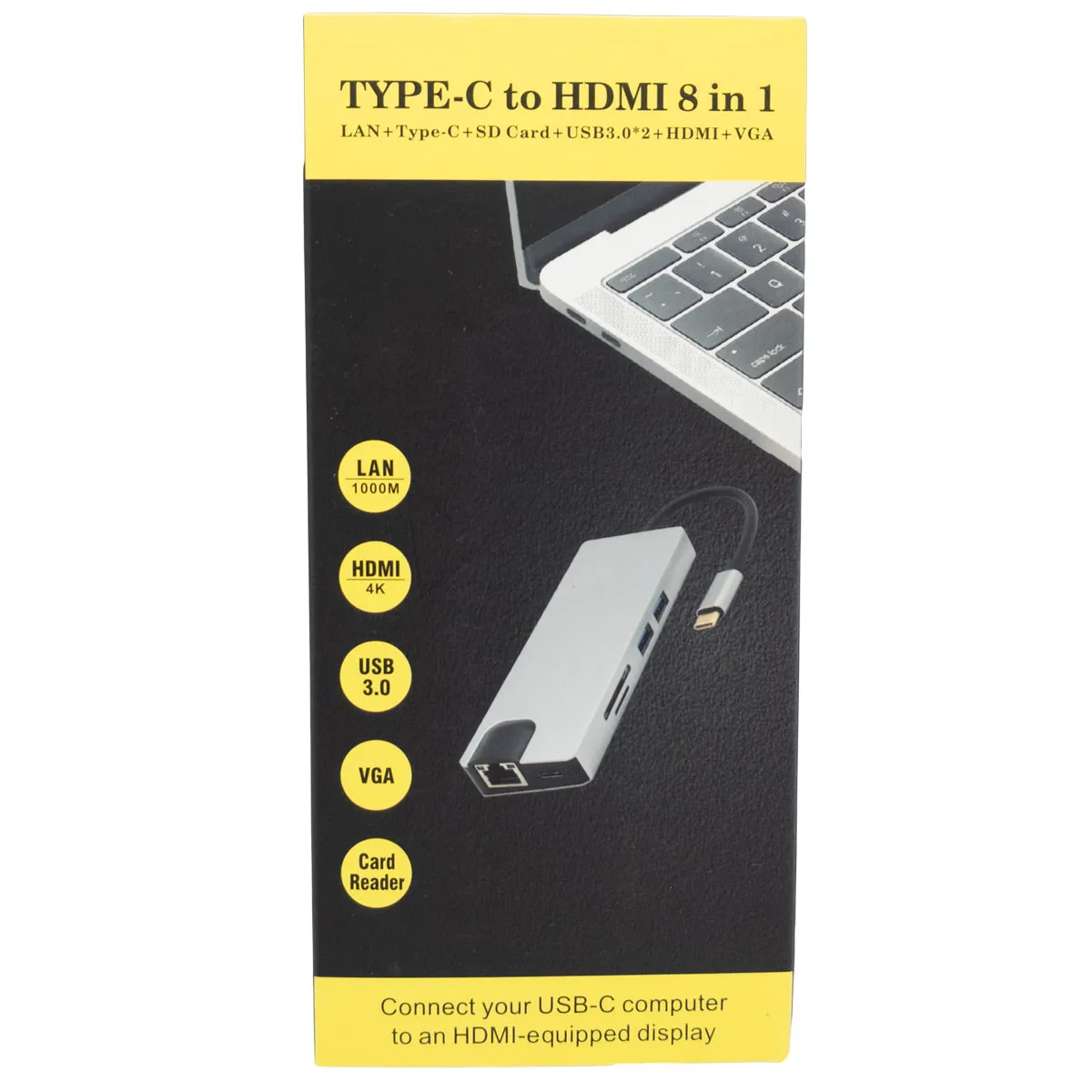 Hub USB-C a Ethernet RJ45 1000BaseT + HDMI 4K + 2 * USB-A 3.0  + 1 * USB-C PD + VGA + SD / TF card reader — imagen 3
