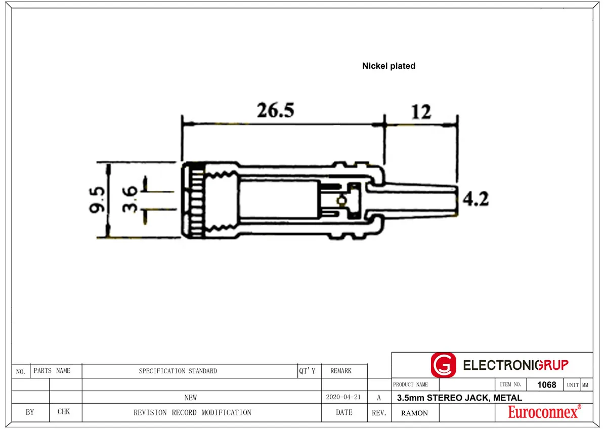 3.5mm HEMBRA AEREA ESTEREO, METAL — imagen 2