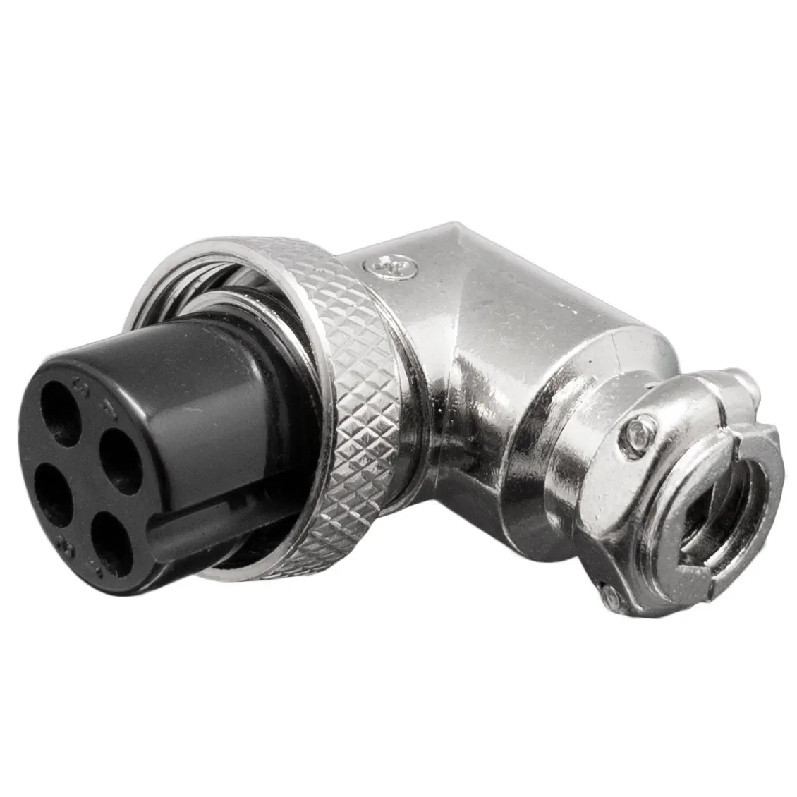 Conector aéreo GX16 hembra 4 pines, acodado 90°