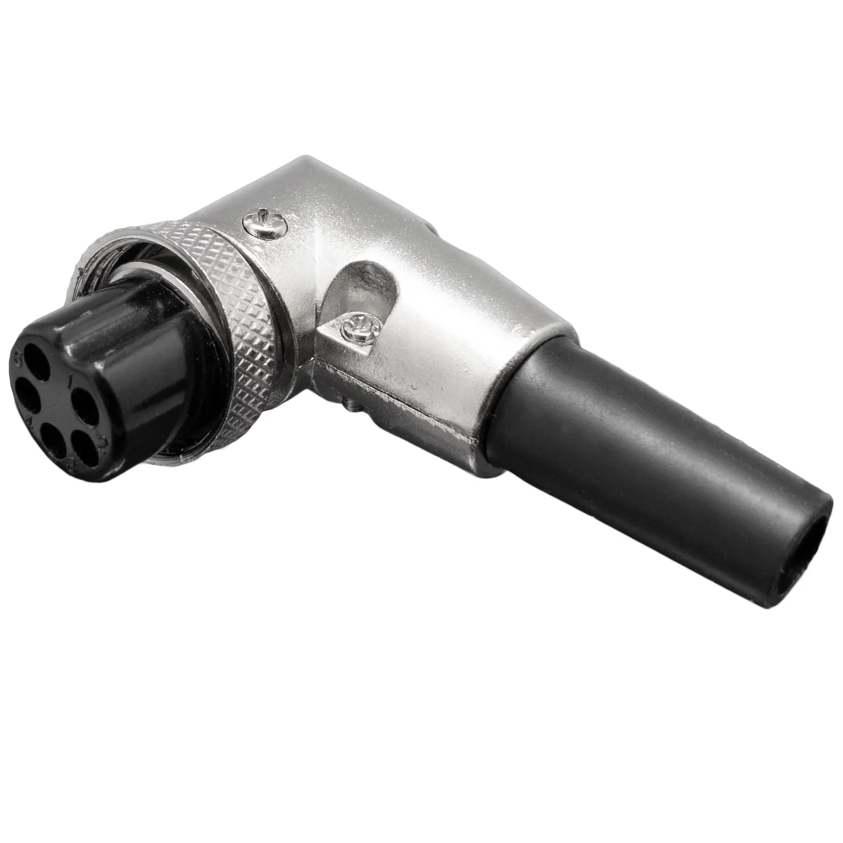 Conector aéreo GX16 hembra 5 pines, acodado 90°