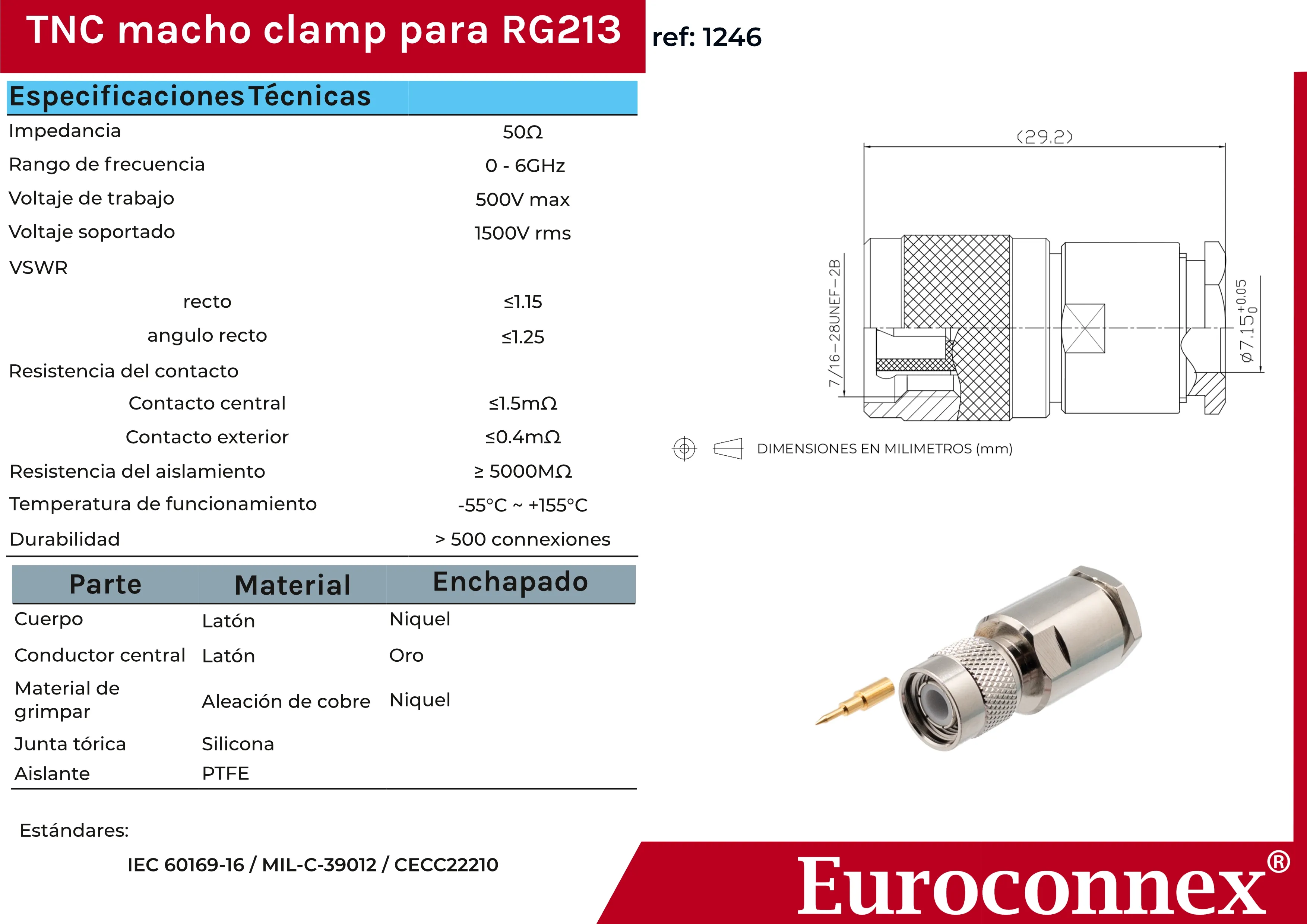 RG-213, TNC Macho Soldar, PTFE — imagen 2