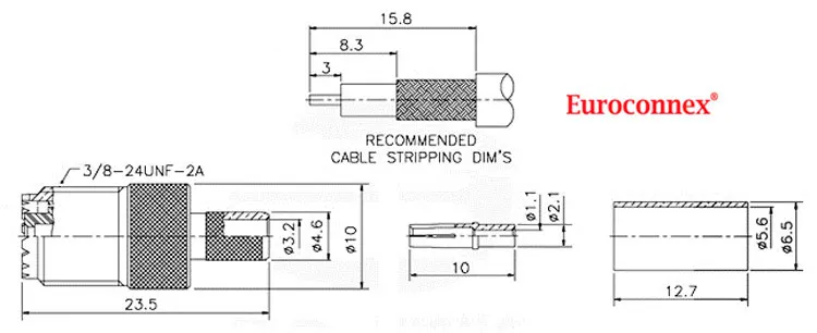 RG-58, MINI UHF HEMBRA AEREA, CRIMPAR — imagen 2