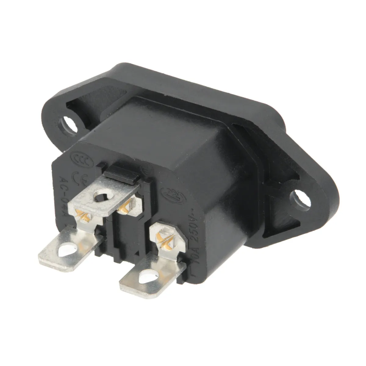 Base IEC C14 con Patillas para Montaje en Panel - Macho 250/10A (FastON de 6.35mm) — imagen 2