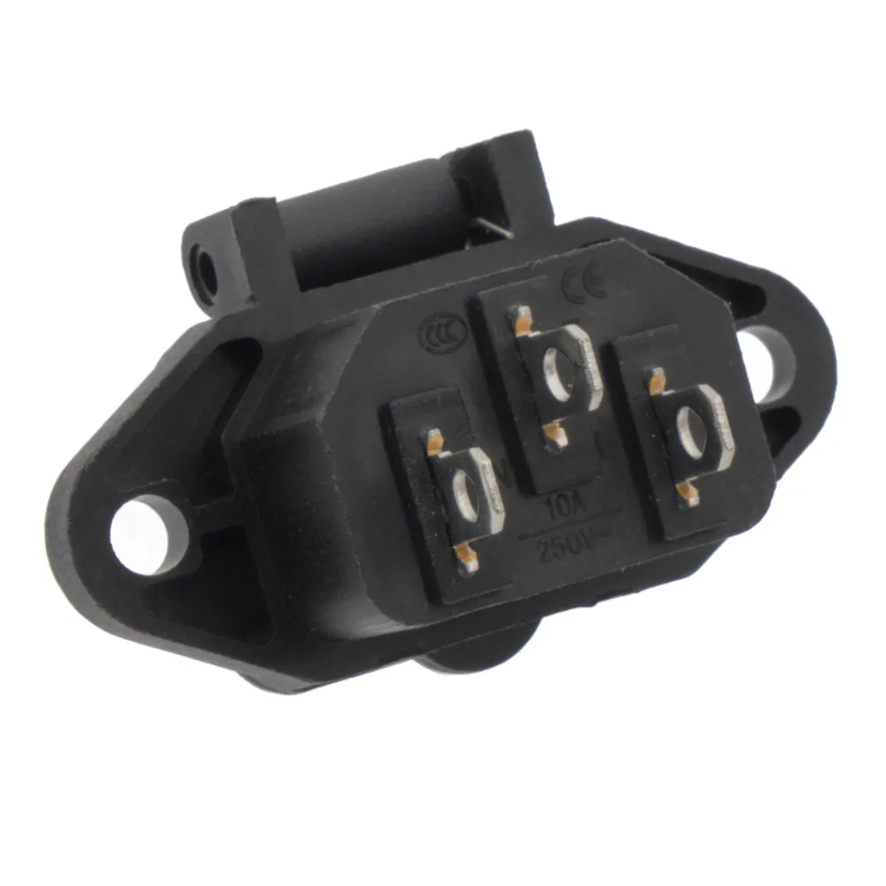 Base IEC C14 con Patillas para Montaje en Panel - Macho 250/10A (FastON de 4.75mm) con Tapa Abatible Vertical — imagen 3
