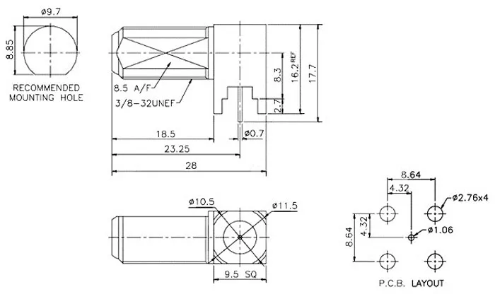 F HEMBRA CHASSIS, PARA CIRCUITO IMPRESO — imagen 2