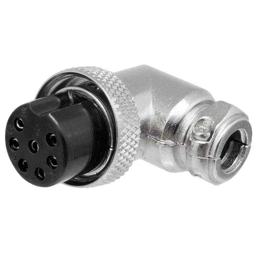 Conector aéreo GX16 hembra 7 pines, acodado 90°