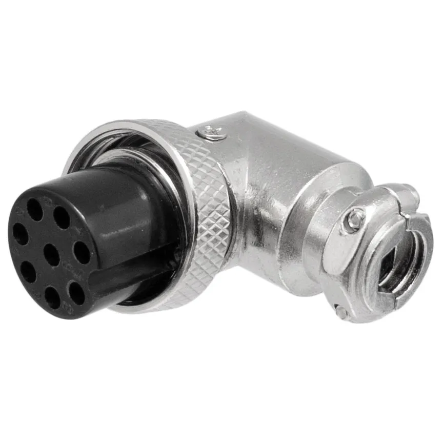 Conector aéreo GX16 hembra 8 pines, acodado 90°