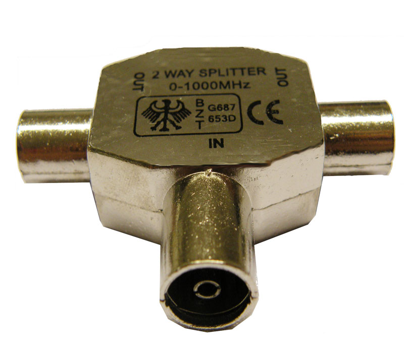 T-TYPE, 2WAY SPLITTER (FEMALE TO DOUBLE MALE) METALIC