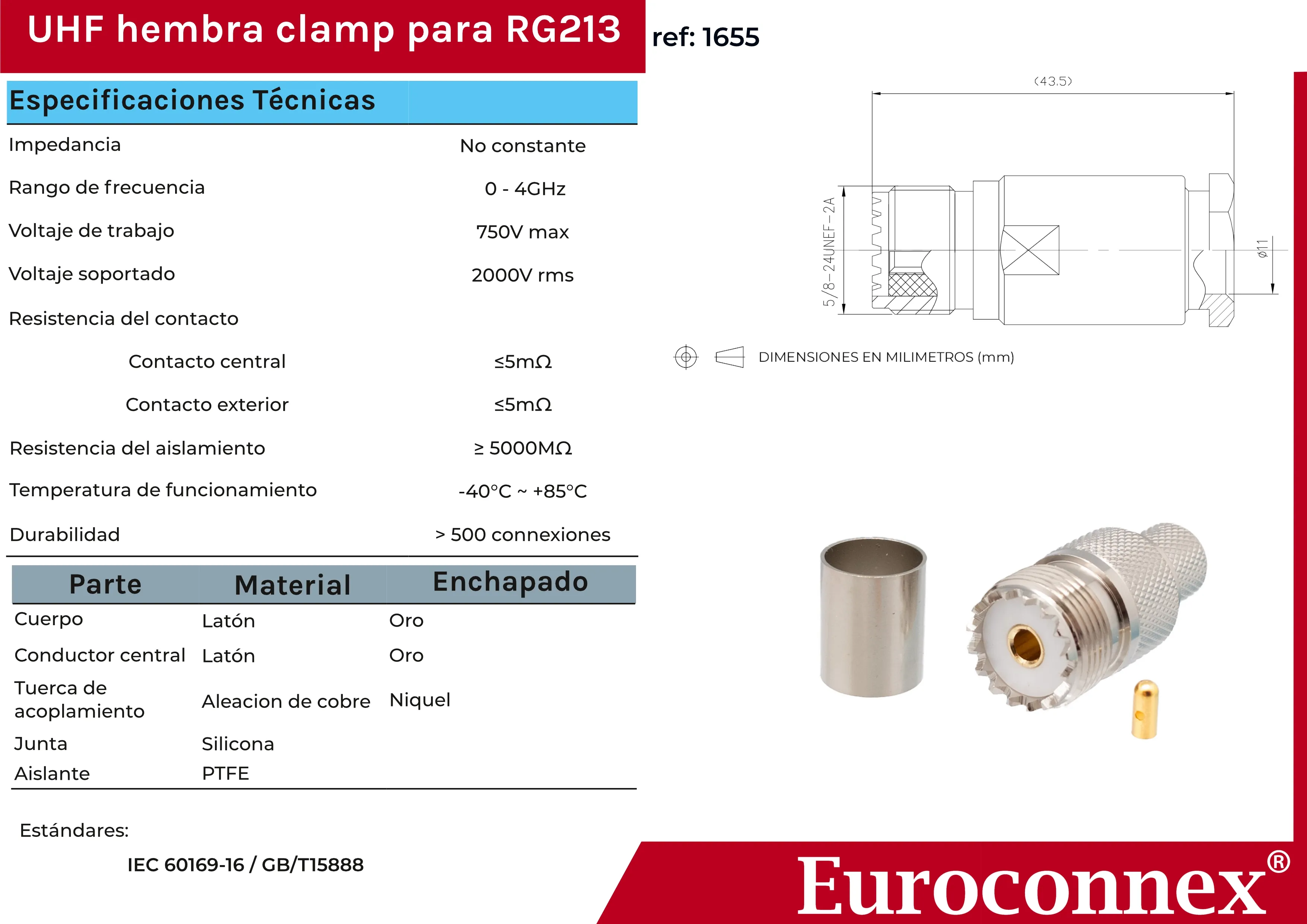 RG-213, UHF Hembra Crimpar — imagen 2