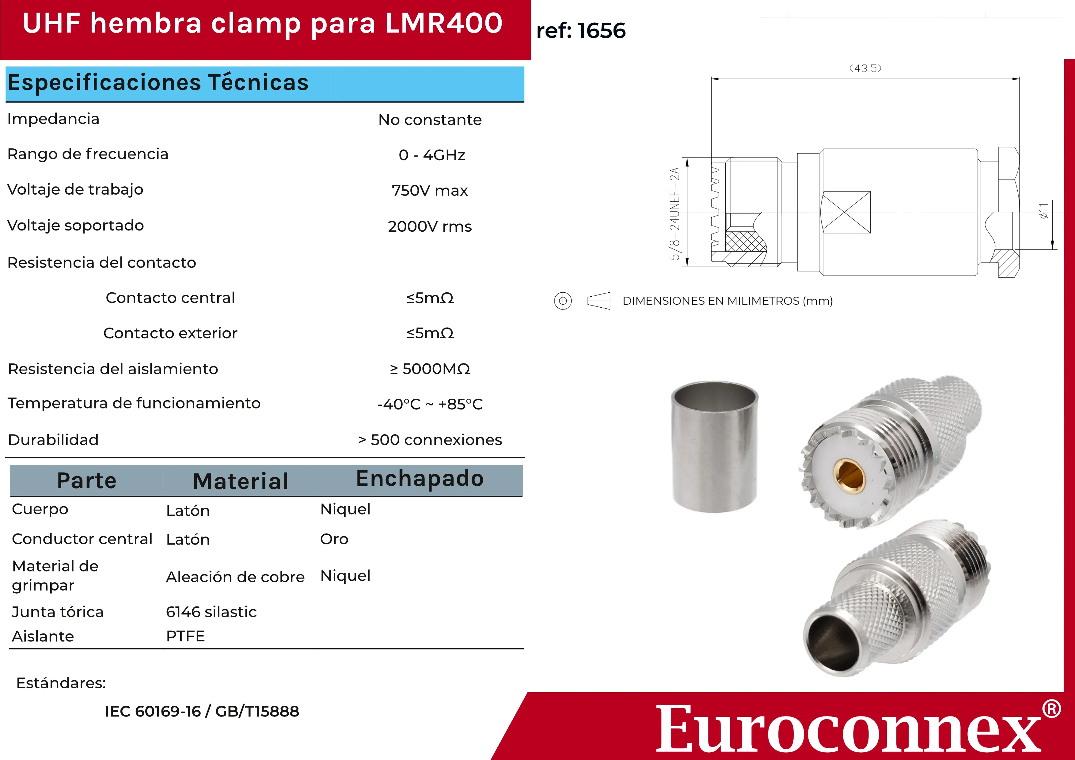 LMR400, UHF Hembra Crimpar — imagen 2
