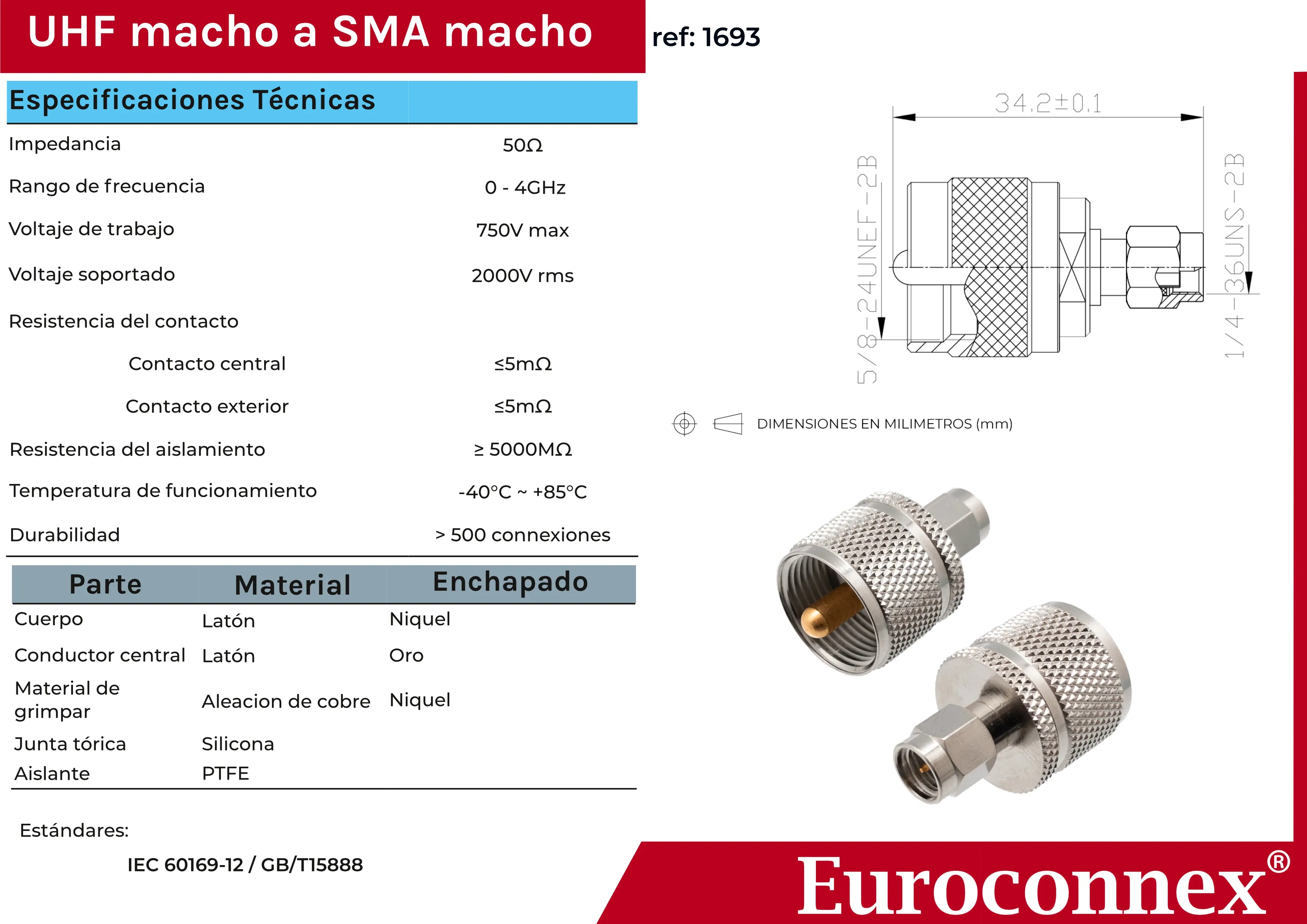 SMA MACHO - UHF MACHO — imagen 2