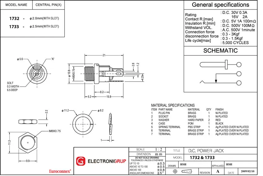 2.0mm BASE CHASIS ALIMENTACION — imagen 2