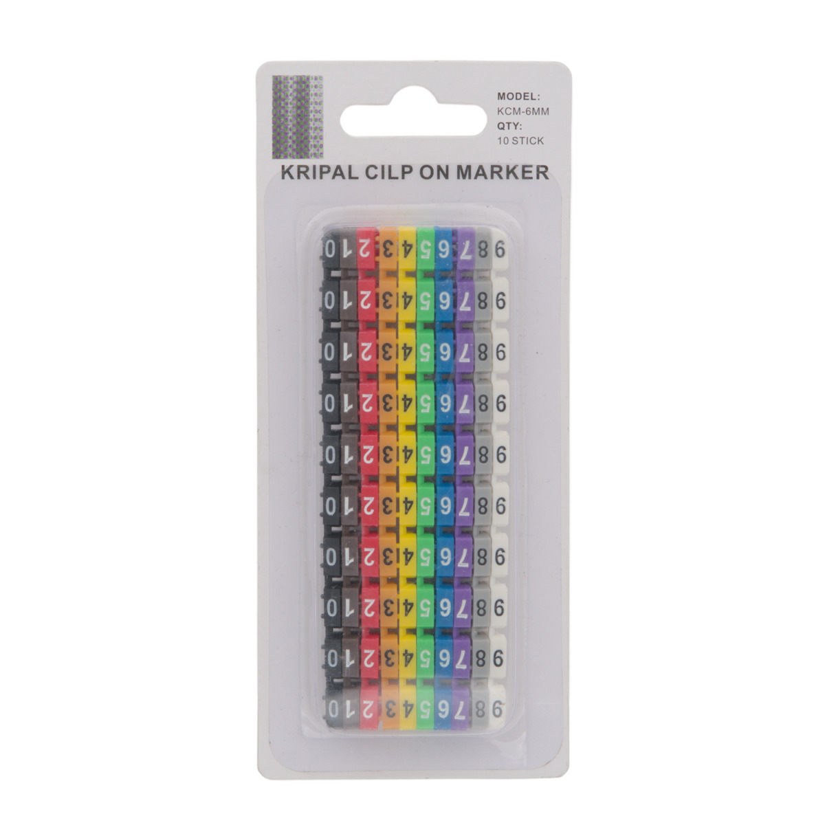 Pack marcadores clip para cable multicolor 0-9 [6 a 7.5mm] | 100pcs