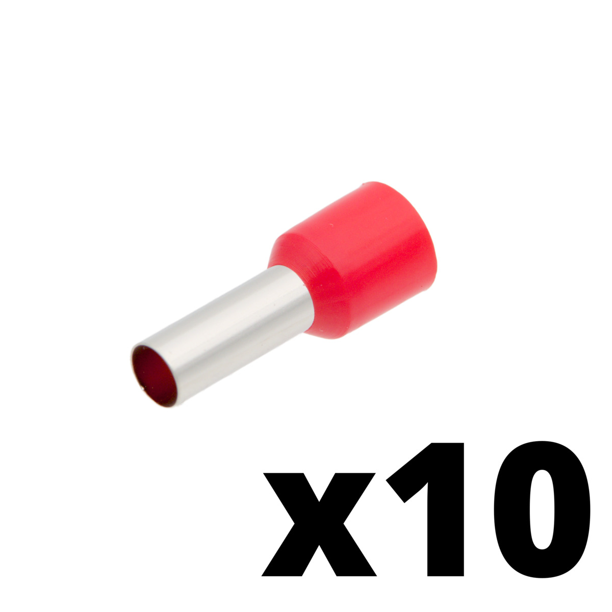 Puntera aislada para cable de 10.00mm² [Rojo][AWG 7][10u. Blíster Colgar]