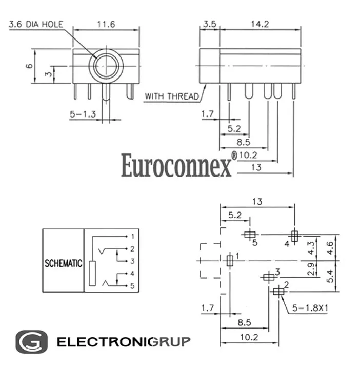 3.5mm ESTEREO CHASIS 5PINES — imagen 2