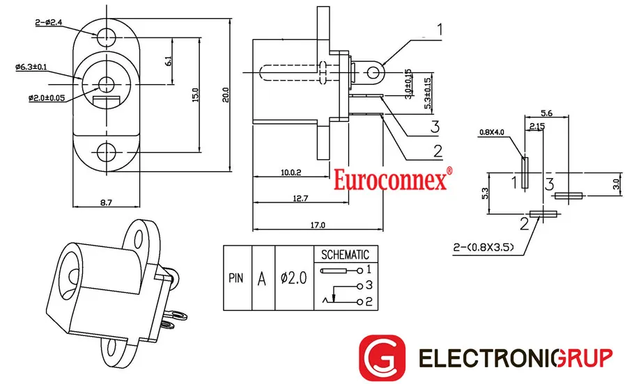 2.0mm BASE CHASIS ALIMENTACION — imagen 2
