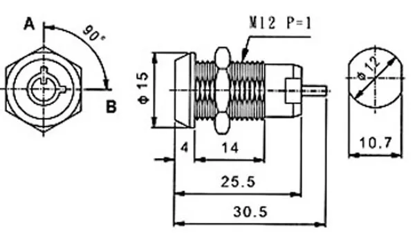 INTERRUPTOR DE CERRADURA MINI OFF-ON, CON DOS LLAVES, 125V. 1A  (250V. 0.5A) — imagen 2