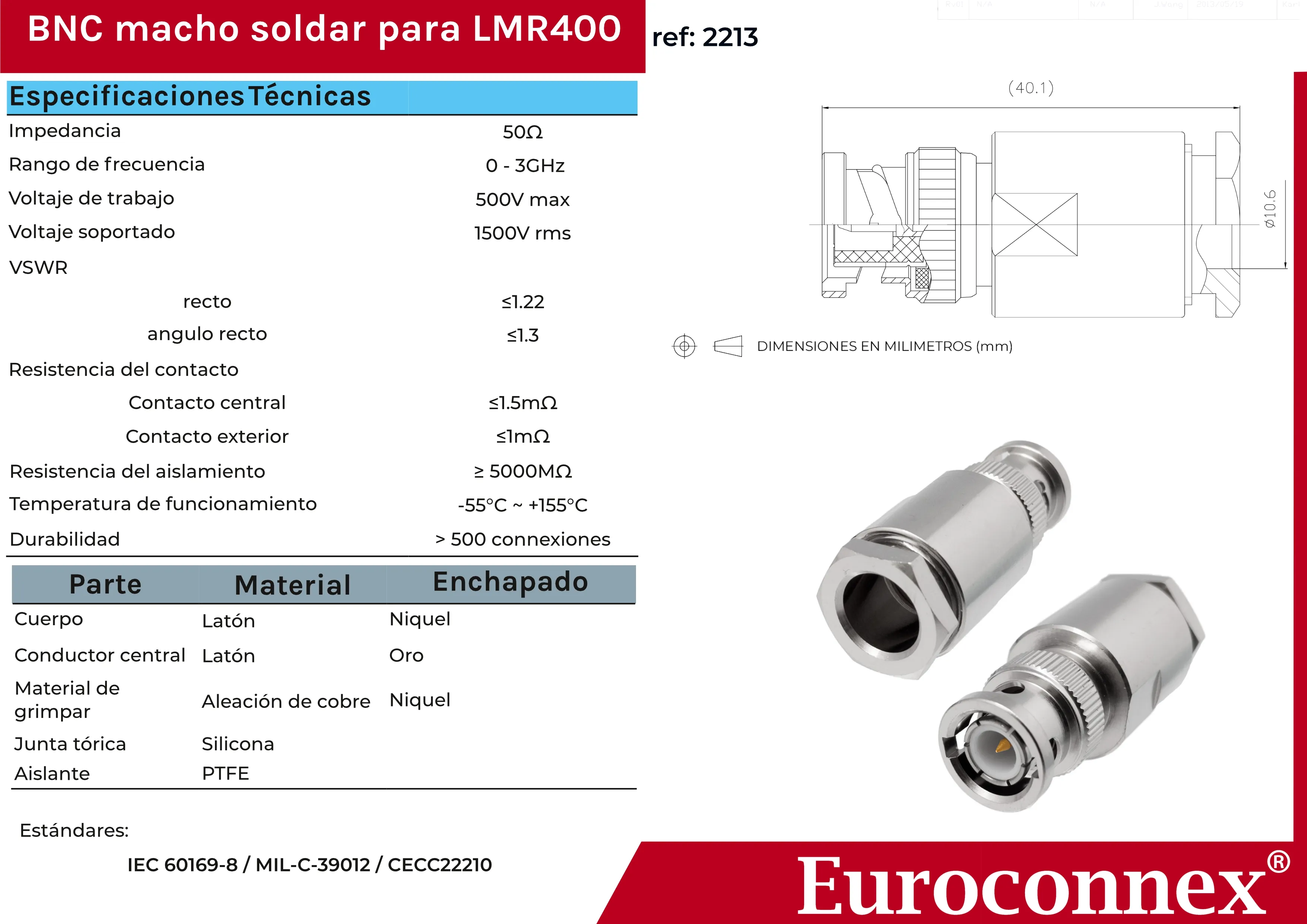 LMR400, BNC Macho Soldar — imagen 2