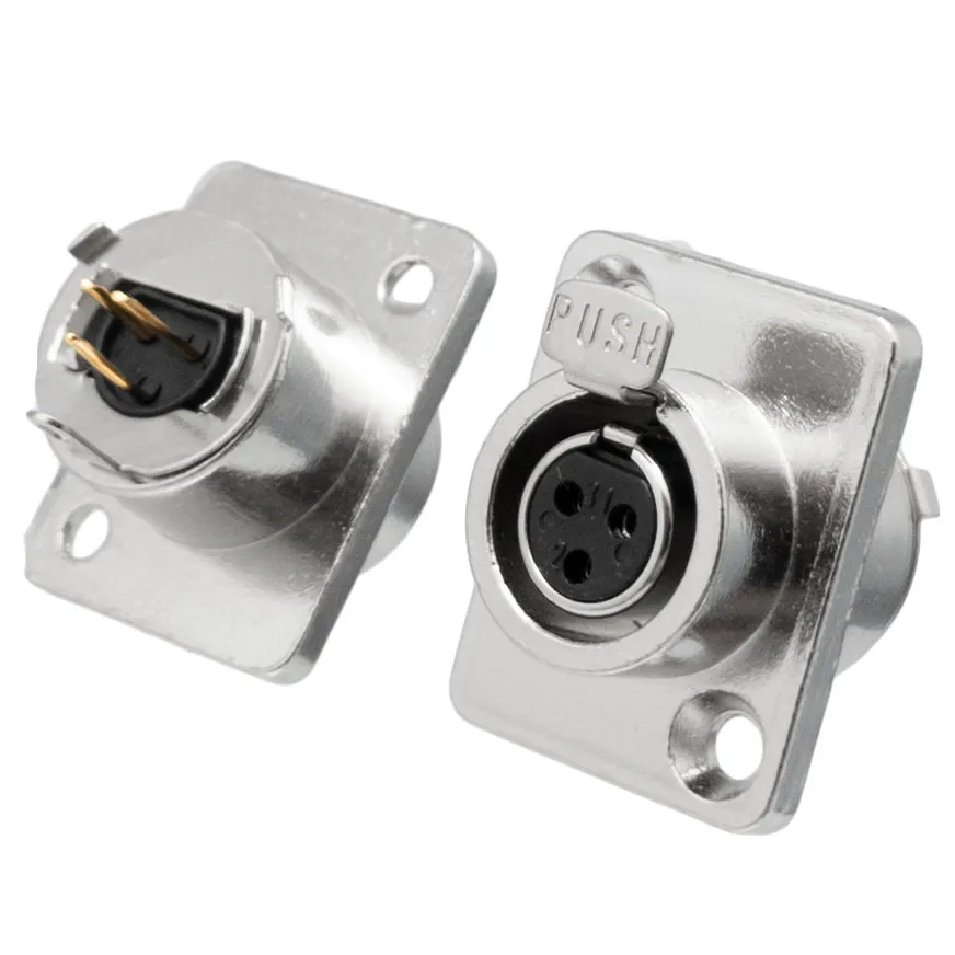 Base Mini XLR Hembra 3 contactos para Panel/Chasis