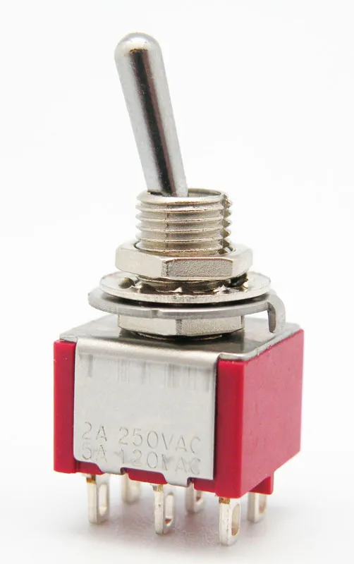 Interrupteur MINI 6P. avec retour, ON-OFF-(ON),120V.5A(250V. 2A)