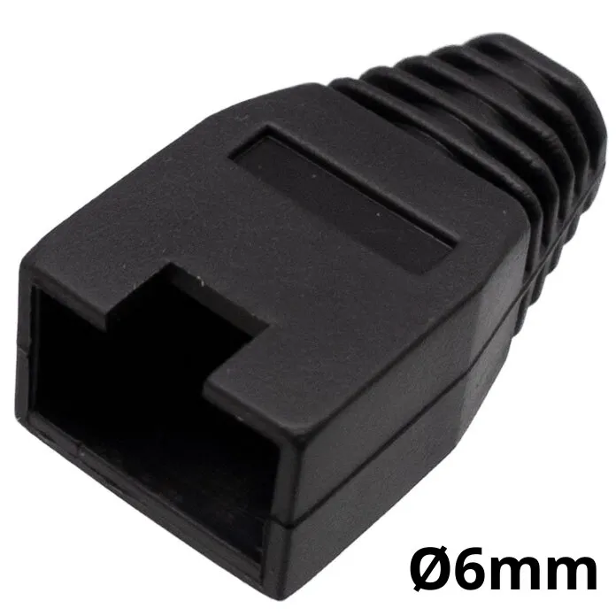 Capuchón protector para conector RJ45 para cable de Ø6mm, Negro