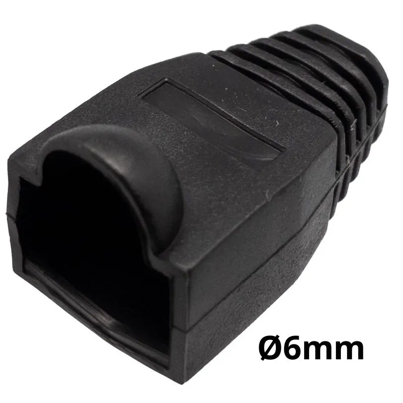 Capuchón protector para conector RJ45 para cable de Ø6mm con burbuja, Negro
