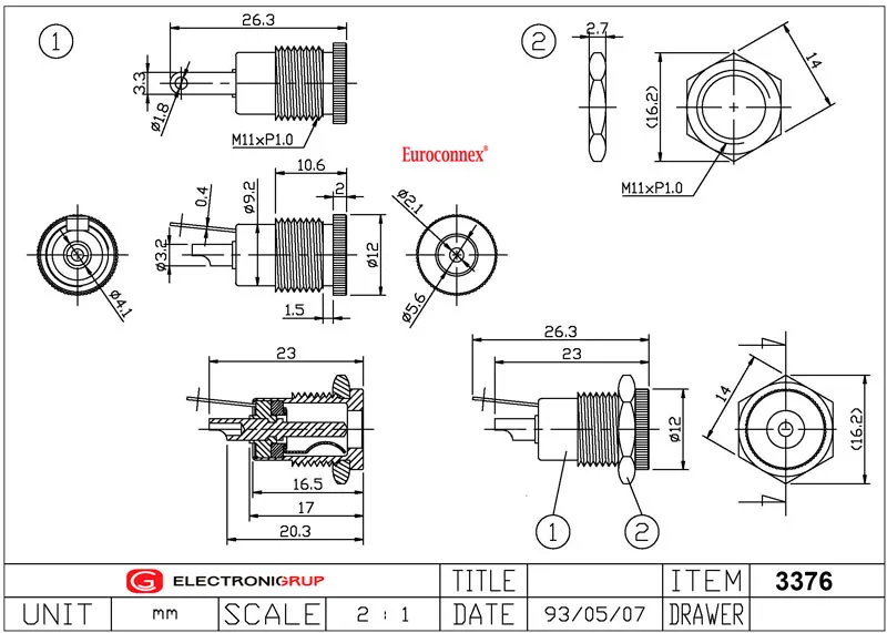 2.0mm BASE CHASIS ALIMENTACION — imagen 2