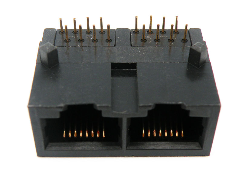 Base 2 x RJ45 UTP 50U" (8P8C) para PCB, acodada