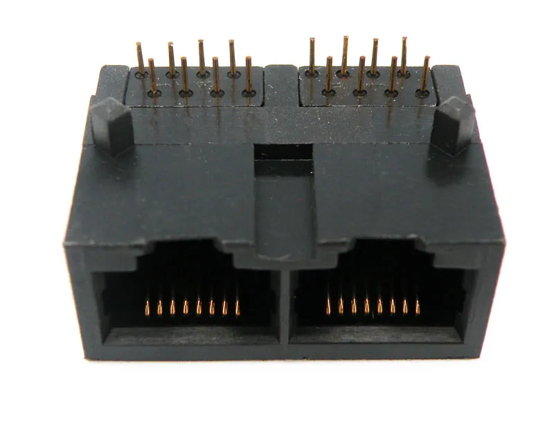 Base 2 x RJ45 UTP 50U" (8P8C) para PCB, acodada