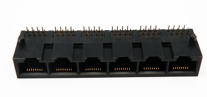 Base 6 x RJ45 UTP 50U" (8P8C) para PCB, acodada
