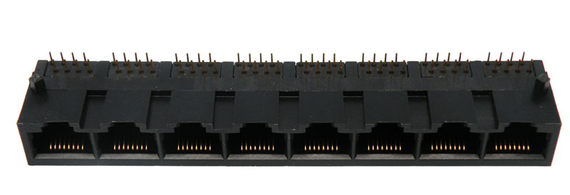Base 8 x RJ45 UTP 50U" (8P8C) para PCB, acodada