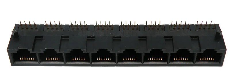Base 8 x RJ45 UTP 50U" (8P8C) para PCB, acodada