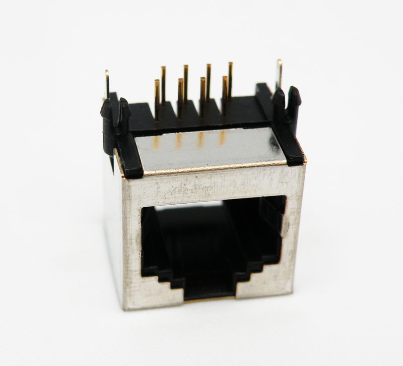 Base RJ45 STP 50U" (8P8C) para PCB, acodada