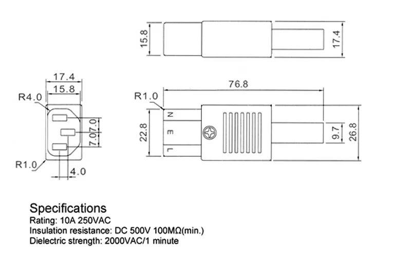 IEC C13 (Hembra) conector (homologado) — imagen 2