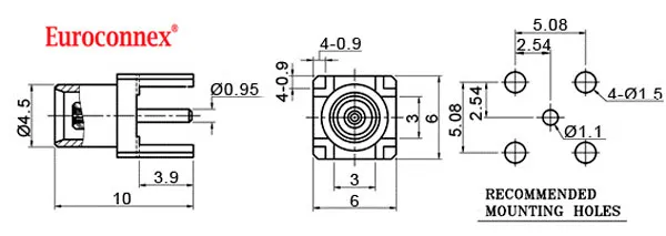 MCX HEMBRA, DORADO, PARA CIRCUITO IMPRESO — imagen 2